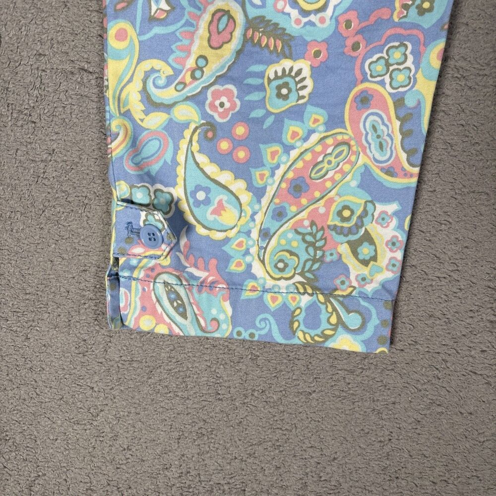 Talbots Perfect Crop Pants Womens Size 8 Paisley Powder Blue Blush Pink Bohemian - Picture 14 of 14